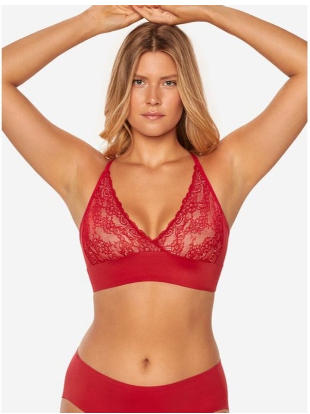 NWT RUBY RIBBON CHERRY RED SECOND SKIN LACE DEMIETTE - 38